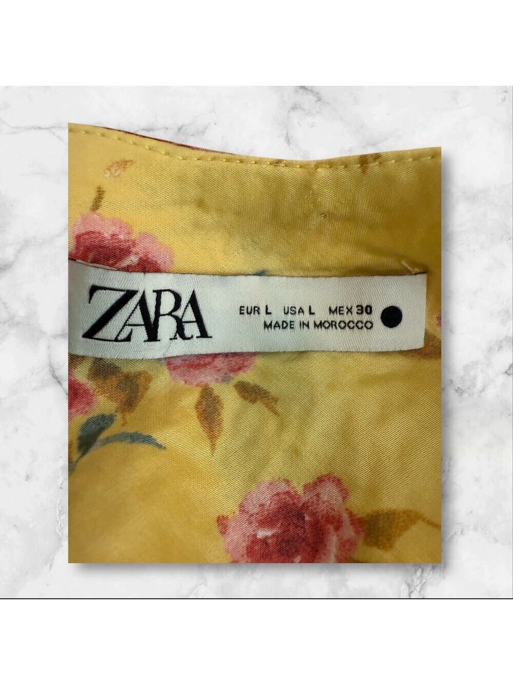 Zara Slip Dress Yellow w/Floral Pattertn 100% Viscose. L - Picture 6 of 11